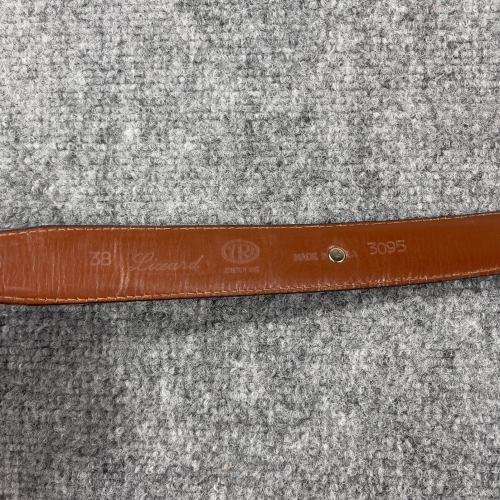 Vintage 100th U.S. Open Pebble Beach Lizard Embossed Leather Belt Mens 38 Brown - Picture 2 of 6